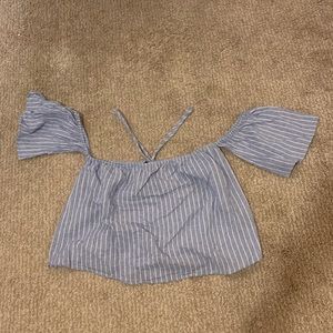 Cropped Off-the-shoulder Striped Top